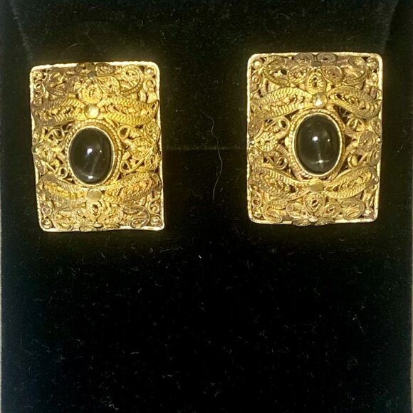 Barbara Garwood Star of India Earrings24KT Gold Over Sterling Collectable